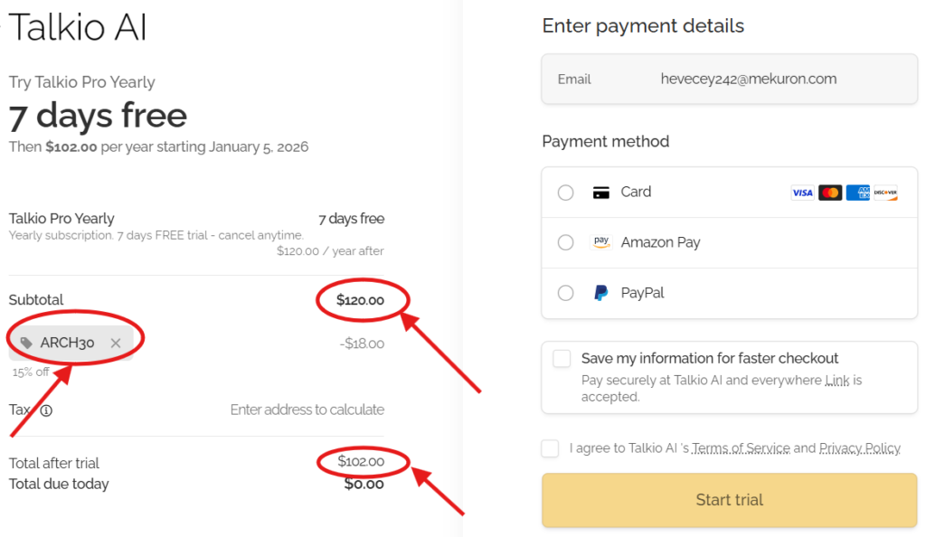 Talkio AI Promo Code “ARCH30” – Get 15% Off Subscription Plans Instantly