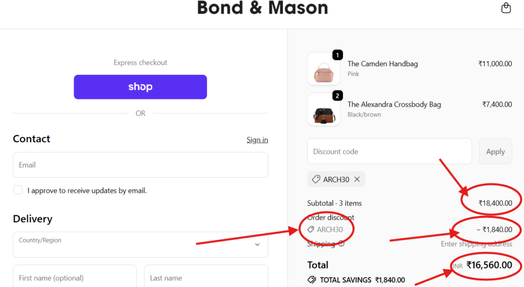 Bond & Mason Discount Code "ARCH30" – Enjoy 10% Off on Bags & Accessories