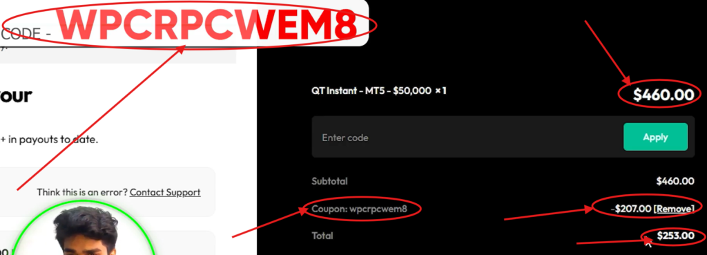 QtFunded Coupon Code “WPCRPCWEM8” – Get 45% Off On Trading Fees