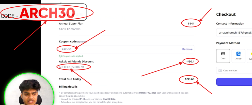 AskSia AI Coupon Code “ARCH30” – Enjoy 35% Off Subscription Plans Instantly