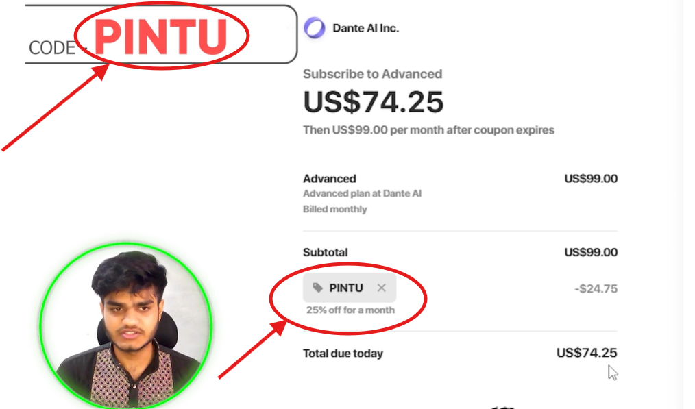 Dante Ai Promo Code "PINTU" – Get Exclusive 25% Off on Subscription Plan
