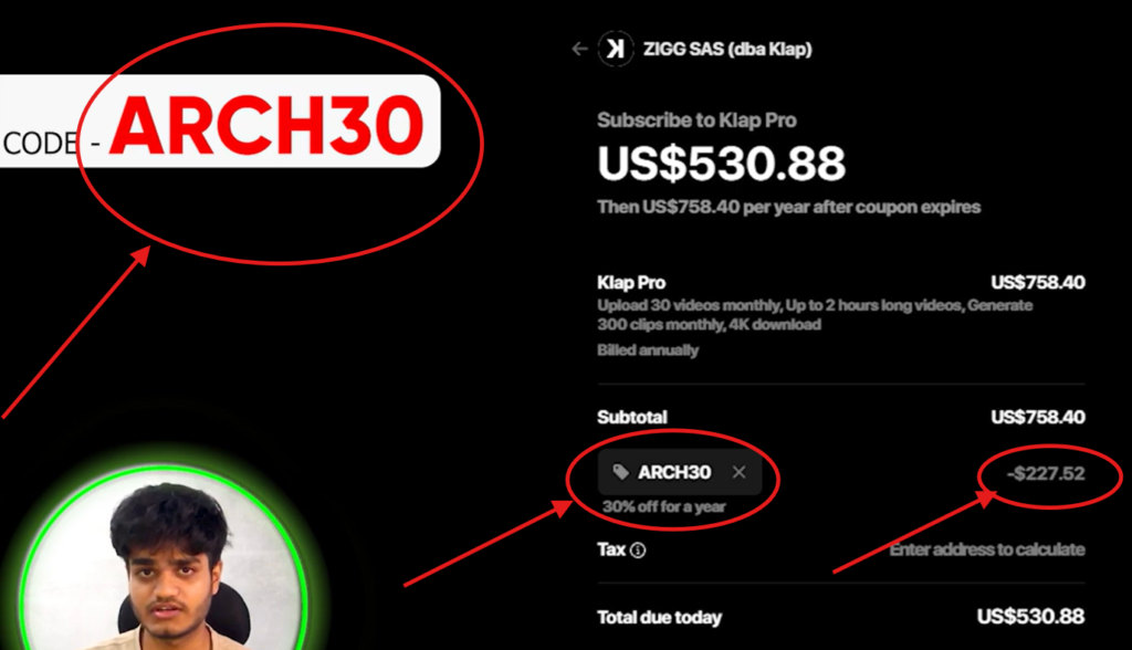 Klap Promo Code “ARCH30” – Get 30% Off on AI Video Editing Tool