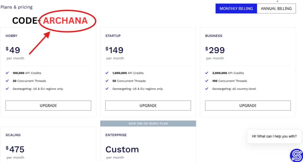 Scraperapi Ai Coupon Code "ARCHANA" – Get 10% Off on Subscription Plan