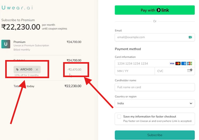 How to Use Uwear AI Promo Code ARCH30