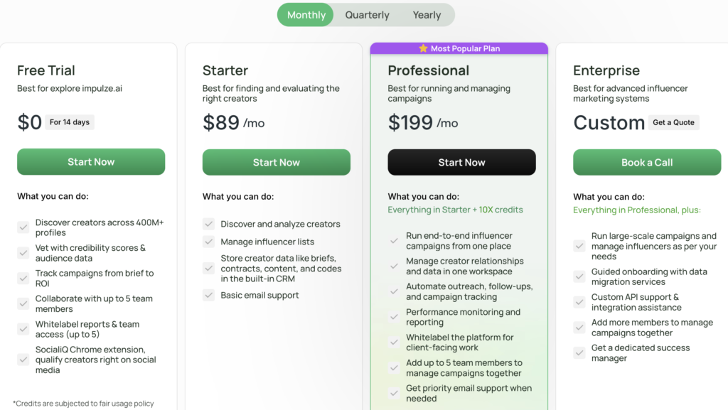 Impulze AI Pricing Plans