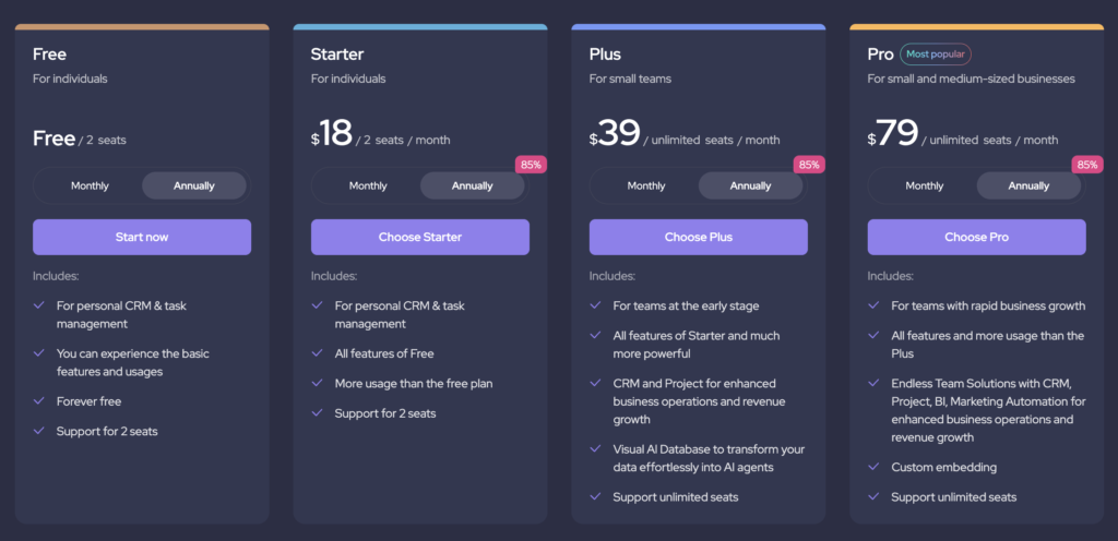 AiTable AI Pricing Plans Overview