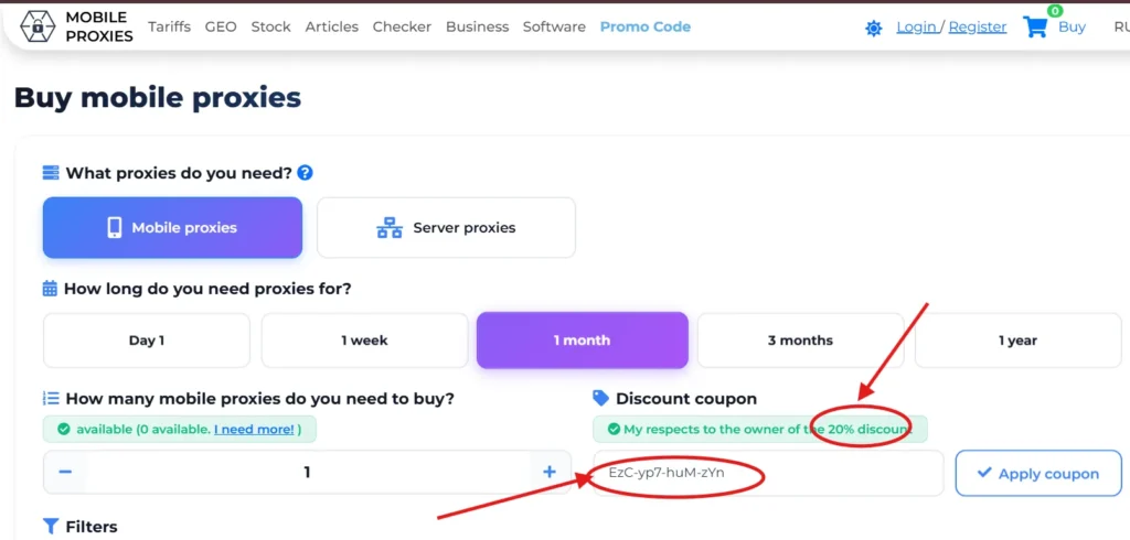 How To Use Mobile Proxies Coupon Code “EzC-yp7-huM-zYn” to Get Flat 20% (Step-by-Step Guide)