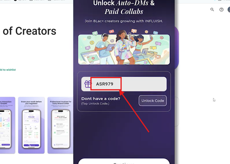 Influish App Referral Code